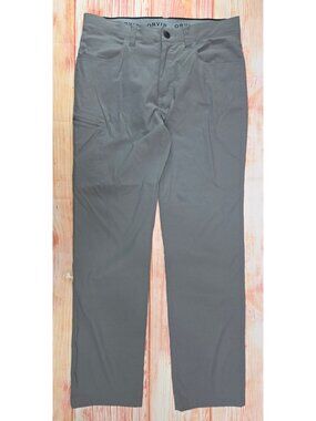 Orvis Mens Gray Water-Repellent Stretch Nylon Pants 36x34 With Zipper Pockets